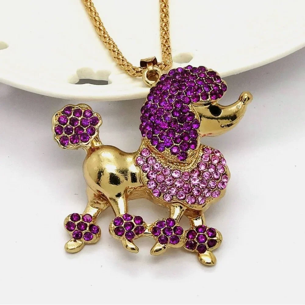 💜 Betsey Johnson Glamorous Purple and Gold Poodle Pendant Necklace 💜